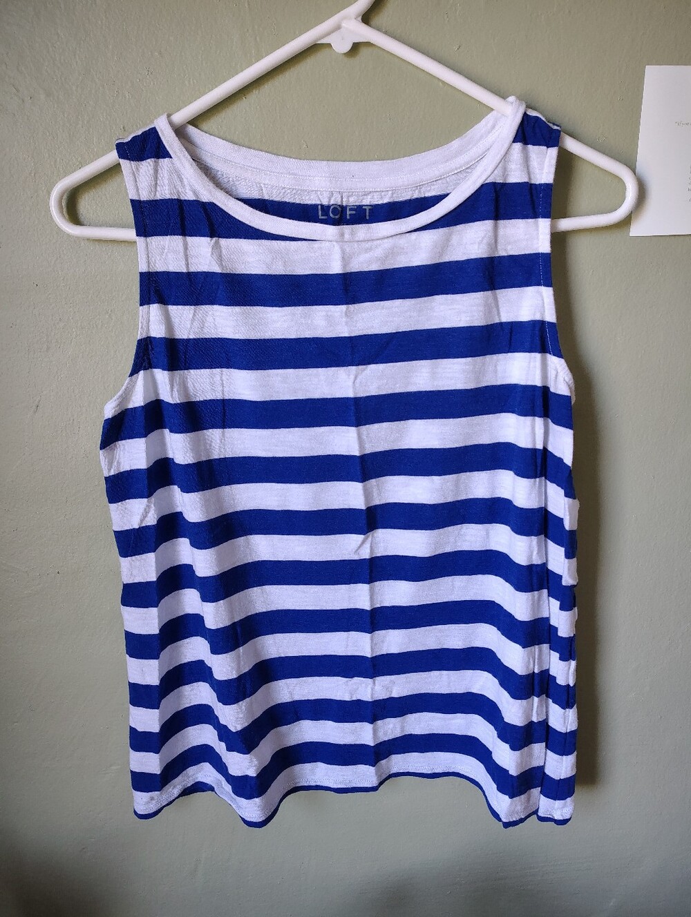 LOFT Blue and White Striped Tank Top